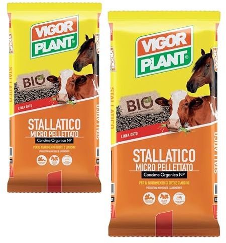 15 Kg Concime Orchidee Organico Biologico, Stallatico Micro Pellettato - Concime Piante Verdi, Letame Bovino ed Equino a Lento Rilascio con Azoto e Acidi Umici per Orto, Giardino e Coltivazioni