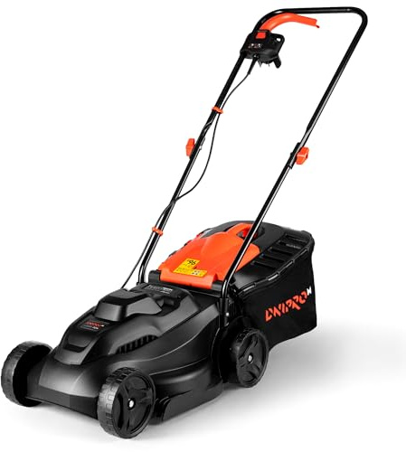 Dnipro-M Cortacésped Eléctrico 1000W, Ancho de Corte de 32cm, Altura de Corte Regulable en 3 Posiciones (25/45/60mm), Cesta de 30 L, Ligero y Compacto, para Jardines de hasta 300m². 32N