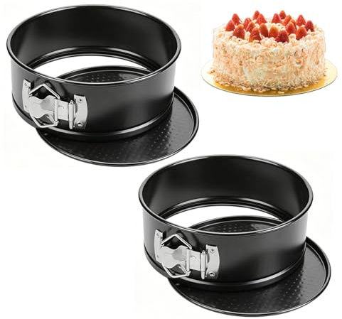 Qnbonrich Mini stampo rotondo apribile da 12 cm, 2 pezzi, a prova di perdite, in acciaio, con rivestimento antiaderente e rimovibile, per casa/compleanno/matrimonio