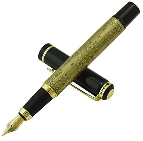 AKORD Luxury Chinese House Calligraphy Fountain Pen - Green/Bronze