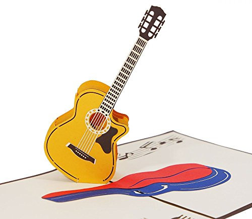 Gitarre - Klappkarte / 3D Pop-Up Karte - Geburtstagskarte, Grußkarte, Glückwunschkarte, Einladungskarte, Gutschein-Karte für Musiker