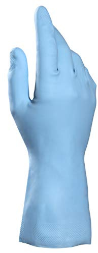 Mapa Vital 117 Chemical Handling Gloves Size 8 M blue | Cotton flock-lined interior absorbs perspiration for comfort, with a textured grip for secure holding in wet conditions.