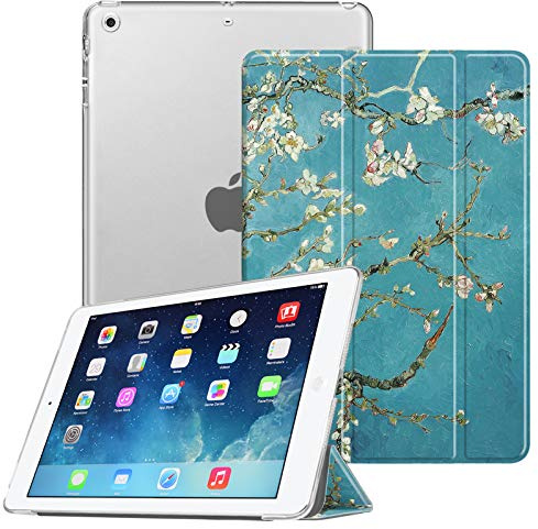 Fintie Hülle für iPad Air 2 (2014 Modell) / iPad Air (2013 Modell) - Ultradünne Superleicht Schutzhülle mit Transparenter Rückseite Abdeckung mit Auto Schlaf/Wach Funktion, Mandelblüten