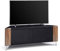 MDA Designs CORVUS Corner-Friendly Gloss Black Contemporary Cabinet with Walnut Profiles Black BeamThru Glass Doors Suitable for Flat Screen TVs upto 50