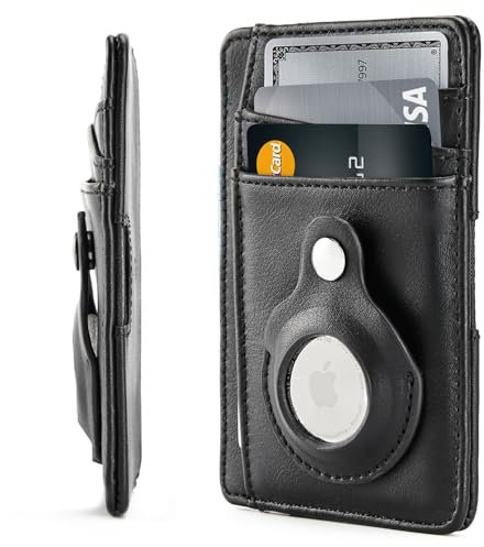 BEWMER Porta Carte di Credito da Uomo e Donna | Portafoglio Slim Uomo in Ecopelle di Alta Qualità | Contiene Fino a 8 Carte | Porta Carte con Slot per Dispositivi AirTag Integrato