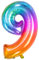 Folat 63249 Folienballon Yummy Gummy Rainbow Ziffer/Zahl 9-86 cm, Mehrfarbig
