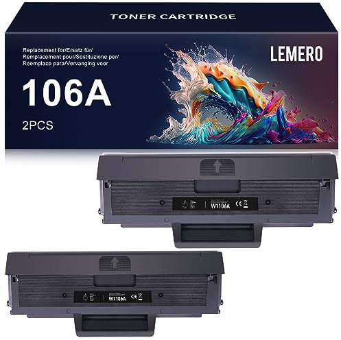 Lemero W1106A Toner Kompatibel für HP 106A für HP Laser MFP 137fwg 135wg 107w 137fnw 135a 107a 135w 135r 107r Toner, 2xSchwarz