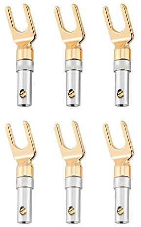 Socobeta 6 Pezzi Spina 'altoparlante Banana U Forcella Spina a Y Altoparlante Placcato in Oro Connettore Filo 4mm Tipo a Vite Senza Saldatura