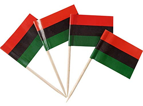 JBCD 200 Stück Pan-Afrikanische Flagge, Zahnstocher, Afro, amerikanische Befreiungsflaggen, Cupcake-Topper, Dekorationen, Cocktail-Zahnstocher-Flagge, UNIA Kuchenaufsatz, Mini-Flagge, Cupcake-Picks