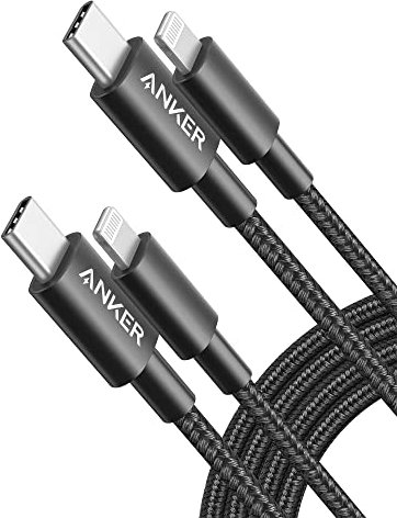 Anker Nuevo cable de carga USB-C a Lightning de nailon (6 pies, certificado MFi) para iPhone 13 13 Pro 12 Pro Max 12 11 X XS XR 8 Plus, AirPods Pro, compatible con entrega de energía (negro)