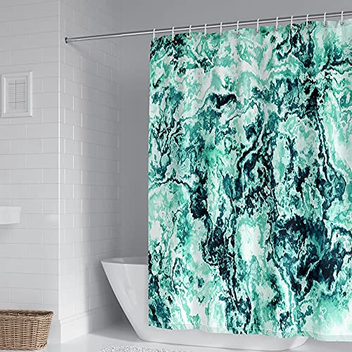 Beydodo Badewanne Vorhang 180x180 Antischimmel, Badezimmer Duschvorhang Polyester Waschbar Grün Marmor Muster