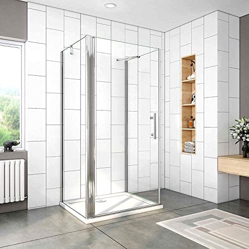 Acezanble Duschkabine 80x80x80cm U-FORM U-Kabine Duschabtrennung Dusche Duschtür Nano Glas Drehtür H195cm