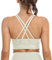 icyzone Damen Sport BH Starker Halt Gepolstert Training Bustier Top Fitness Yoga Bra (S, Cream White)