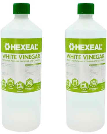 Hexeal White Vinegar 2L – 2 x 1L Bottles of Food Grade White Vinegar for Cooking, Cleaning, Pickling & Baking – Cleans Surfaces, Deodorises & Removes Grime