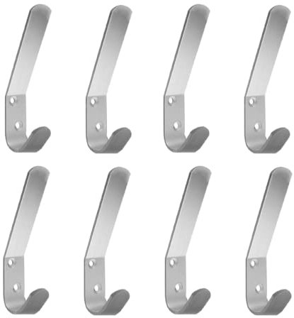 Aluminum Double Hat and Coat Hanger Hooks Coat Dress Robe & Bath Towel Hook for Bathroom Bedroom Kitchen Office Door Hooks with Fixing Screws Pack of 10.