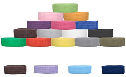 WANDIC 19 Rouleaux de Sangle Couture en Polypropylène 25mm de Large Sangle pour Sac Couture pour la Fabrication de Bagages, Collier Animal Domestique, Sac à Dos, Réparation,1m par Rouleau