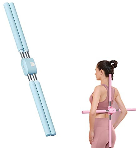 YGMXZL Palo de Yoga, Barra de Pilates portátil para Estiramiento y corrección de Postura, Longitud Ajustable para Ejercicios de Fitness para Adultos y niños (Azul)