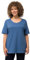Ulla Popken Damen große Größen Übergrößen Plus Size Shirt, doppellagige Vorderseite, Slim, Rundhals, Halbarm denimblau 62+ 810528721-62+