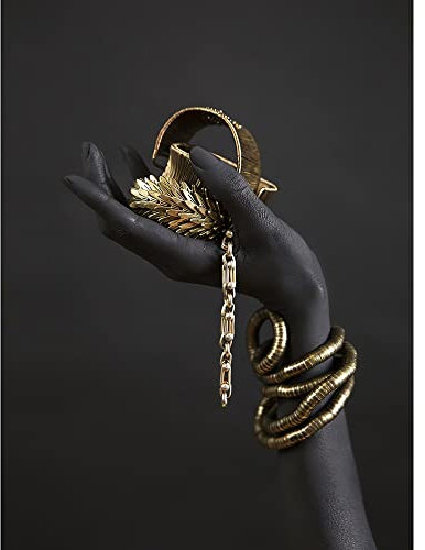 FSLEOVN Afrikanische Frau Leinwand Bilder Gold Lippen Schwarze Hände Leinwandbilder Abstrakte Poster Bilder Home Decor Rahmenlos (A,60 x 90 cm)