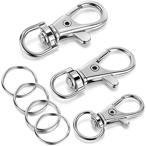 Schlüsselanhänger Drehverschlüsse, Lanyard Karabinerhaken Karabinerverschluss Schlüsselketten-Clip, kleine karabinerhaken mit Schlüsselringringe, für basteln DIY Rucksack Handtasche (3 Größen,40)