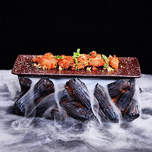 TAHUSA Sushi-Teller Aus Keramik mit Schwarzem Vulkanförmigen Sockel Molekularküche Sushi-Teller Kreatives Trockeneis-Geschirr für Restaurant