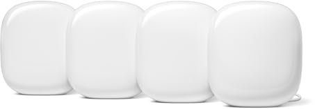 Google Nest WiFi Pro - Wi-Fi 6E, Reliable Home Wi-Fi System with Fast Speed and Whole Home Coverage, Mesh Wi-Fi Router, 4 Pack, Snow, Small