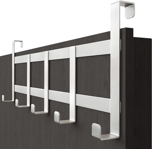 Menz Appendiabiti da porta, inox - attaccapanni da varco argento, salvaspazio - appendino universale, sostegno per ingresso, supporto per interni