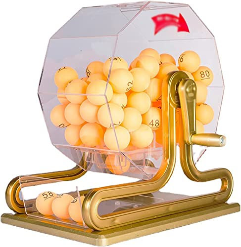 CYTBEK Deluxe-Bingo-Set, manuelle Lotteriemaschine, Handkurbel-Kugelnummernwähler, einschließlich Acryl-Bingo-Käfig, 100-teilige Kugel, Roulette-Rad-Bingo-Spiel-Set, für Unterhaltungsstätten