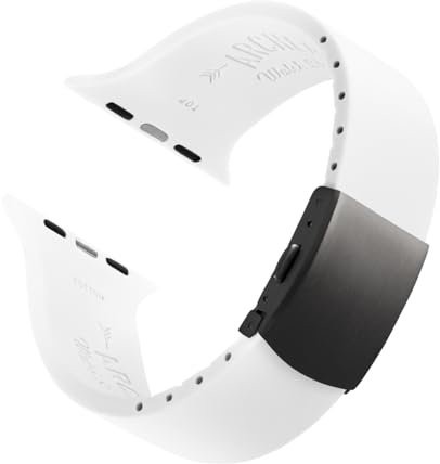 Archer Watch Straps - Cinturini Su Misura in Silicone per Apple Watch (Bianco, Chiusura Grigia, 44/45/46/49mm)
