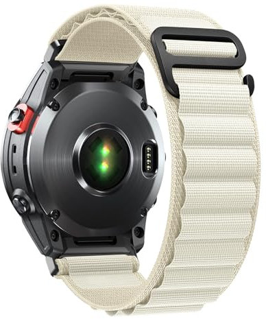 SumRioo QuickFit 22 mm Armband für Garmin Fenix 8/8 Solar 47 mm/7 Pro/7/6 Pro/6/5/5 Plus/E, Nylon Alpine Loop Uhrenarmband für Garmin Tactic 8 47 mm, Descent G2, Epix 2, Forerunner 965/955, Weiß