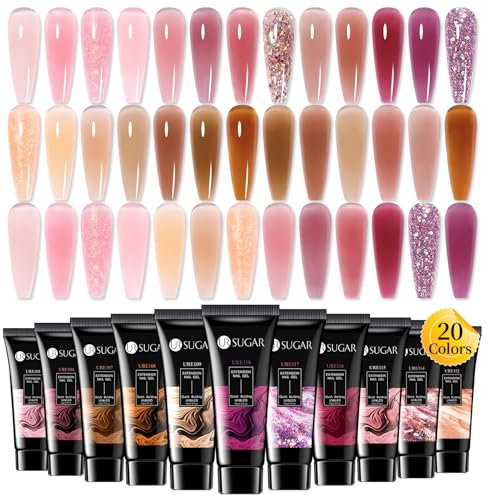 UR SUGAR Polygel Nägel Set, 20 Farben Polygel Set Farben Nagelverlängerung Builder Gel Kit Extension Gel Nägel Tube Set Builder Maniküre Set DIY at Home