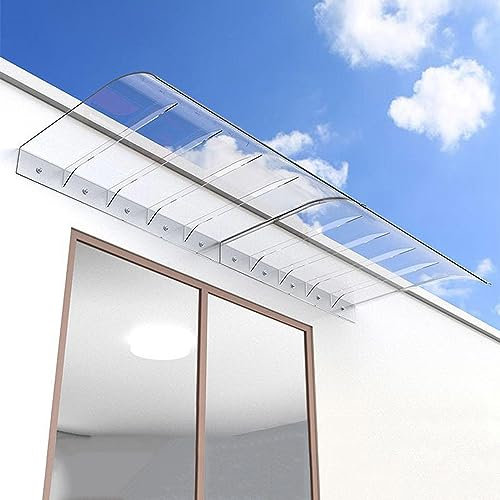 KGUDYS Außen Vordach,40/50/80/90/110/130/150cm Fenstervordach,Modernes Polycarbonat Haustürvordach,Transparent Eingangsüberdachung,Dach überdachung,Für Veranda,Terrasse,Clear-50x130cm/20x51in