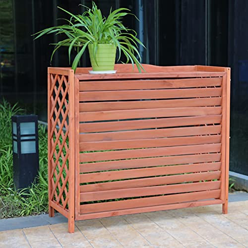 Außenklimaanlagen-Abdeckung, Holz-Klimaanlagen-Abdeckung, Außen-Klimaanlagen-Rack-Rahmen-Heizkörper-Abdeckung, robuste, versteckte Sichtschutzzäune für Klimaanlagen mit Lamellen-De