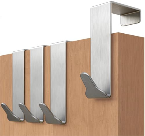 Menz Ganci Appendiabiti da Porta in Acciaio Inox – 36mm Set di 4 Pezzi con Cuscinetti Antiscivolo in Feltro, Funzionalità e Stile per la tua Casa