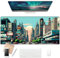 EkuaBot Pixel City Large Gaming Mouse Pad (35.4×15.7 in, 3mm Thick), Non-Slip Rubber Base and Reinforced Lock Edges, XXL Extended Mousepad for Work, Game, Desk mat, Desktop Decoration
