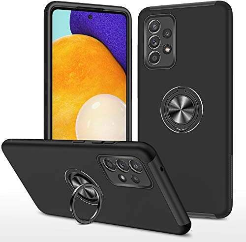 Kainevy For Samsung Galaxy A53 5G Case with Ring Holder Magnetic Mobile Phone Case Samsung A53 5G Shockproof with Kickstand Metal Military 360° All-Round Protection Case Pink for Women Men (Black)