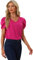 Allegra K Camicetta in Raso da Donna con Scollo a V, Maniche Corte a Sbuffo, Top Casual Rosa Caldo S