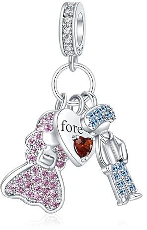 Rimgoris 925 Charm in argento sterling per bracciali da donna collana Ciondolo cuore innamorati Charm Donne Bracciale Charm
