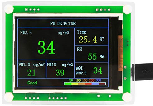 Air Quality Monitor, PM2.5 PM10 Meter Temperature Humidity Detector for Indoor Home Office Monitor Dust Particulate Monitor Portable Multifunctional Air Wuality Detector