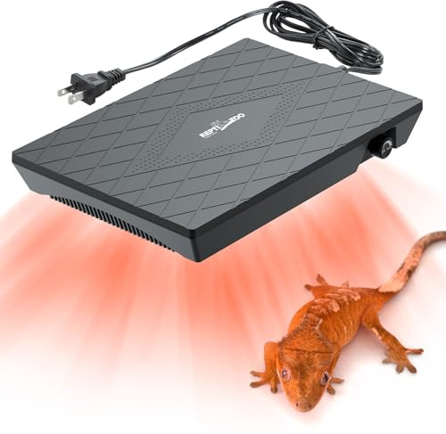 REPTI ZOO Reptile Heat Panel Adjustable Temperature Reptile Heating Plate, Non-Light Heating Solution with Expanded Heating Range for Hermit Crabs/Leopard Geckos/Turtles/Snakes/Lizards