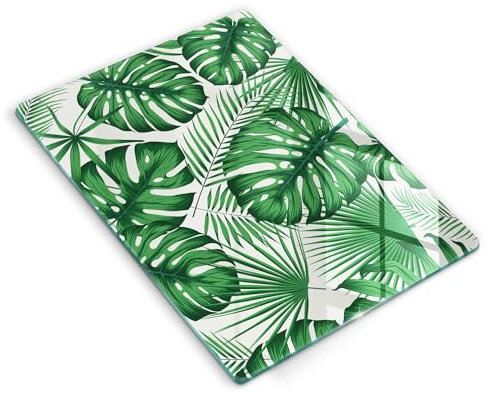 Wallfluent 40x52 cm Gehärtetem Glas Für küche Robuste Hartglas Anti-Rutsch-Pads Schneidebrett Sechseckig mit Motiv - Monstera geht