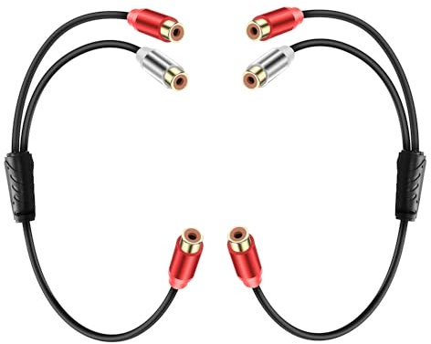 JSADZKJ RCA Stereo Y Splitter Cable 1 RCA Female to 2 RCA Female Subwoofer Auxiliary Audio Cable RCA Audio Adapter Extender Cord for Subwoofer Amplifier Hi-Fi System Home Theater 0.98FT (2PCS)