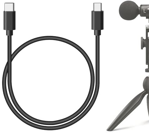 GEEKRIA for Creators USB C to Micro USB Microphone Cable 1.6 ft / 50 CM, Compatible with Shure MV7, MV88+, MV5, MV51, MVi, Mic Cord (Black)