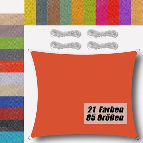 Ufamiluk sonnensegel 4x8m Rechteck Segeltuch wasserdicht sonnensegel nach maß Balkon Regenschutz 95% UV Schutz Windschutz Überdachung Plane für Garten Terrasse Outdoor Orange