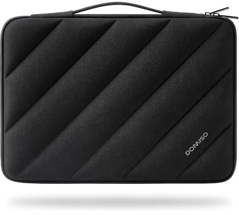 DOMISO 15,6 Zoll Laptop Hülle Tasche Laptoptasche Schutzhülle mit Einziehbarer Griff Wasserdicht Stoßfestes Laptophülle Sleeve Case für MacBook, HP, Dell, Asus Notebook, Schwarz