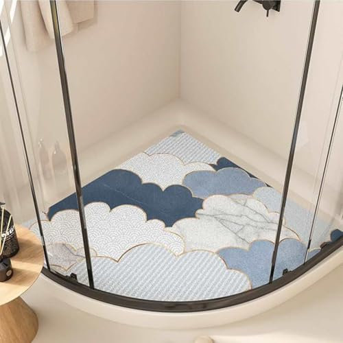 Yinghesheng Tappeto Doccia angolare Antiscivolo - Tappeto Doccia in PVC Morbido, Antiscivolo e antimuffa con Scarico per Il Pavimento del Bagno - ad Asciugatura Rapida e Lavabile,D,80x80cm