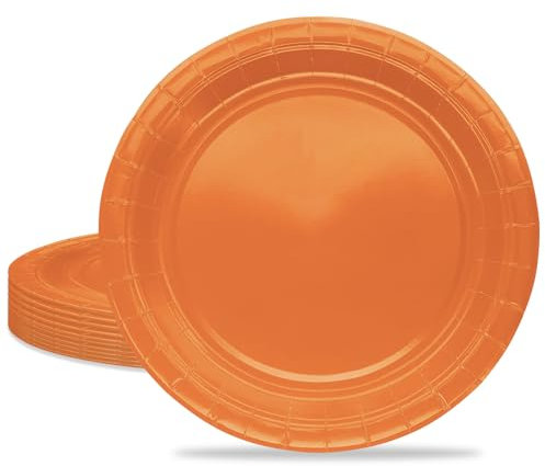 MORAINJAY 16Pcs Party Plates,Orange Paper Plate,9inch Birthday Plate for Adults Kids,Solid Color Table Decorations for Birthday,Wedding,Picnic,Baby Shower,Orange Party Supplies for 16 Guests