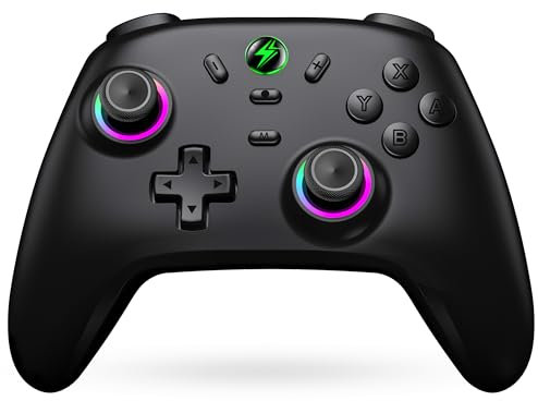 Wireless Switch Pro Controller for Nintendo Switch Controller/Lite/OLED, Hall Effect Wired PC Game Joysticks-Cool RGB Wireless iOS/Android Remote Light Up/Programmable Nintendo Switch Accessories