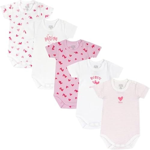 Chicco, Body Neonato e Neonata, Set di 5 Body a Maniche Corte 100% Cotone, Unisex Bambino e Bambina 0-24 Mesi, Designed in Italy