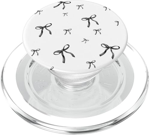 Aesthetic Coquette Black Ribbon Bows On White PopSockets PopGrip for MagSafe